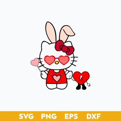 hello kitty bad bunny valentine svg, cat bunny valentine svg, valentine day svg