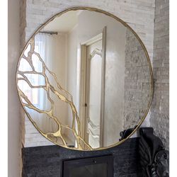 Asymmetrical mirror brass frame Irregular mirror home decor Aesthetic mirror Decorative mirror