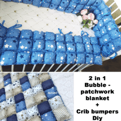 Patchwork blanket for baby Diy and Patchwork crib bumper Diy 2in 1/ Crib baby set pattern/Patchwork cot blanket pattern