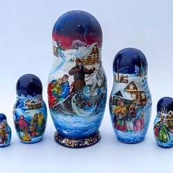 Matryoshka "Russian Winter" set of five pieces