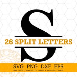 Split Roman Cricut Monogram svg png dxf cut files, Alphabet letters Monogram Frame Svg, Split Name Letters