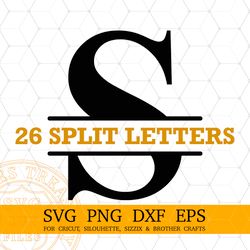 split roman cricut monogram svg png dxf cut files, alphabet letters monogram frame svg, split name letters
