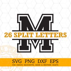 Split Monogram Svg, Varsity College Font Letters Bundle Svg Dxf Cut files, Cricut and Silhouette font, Digital Download