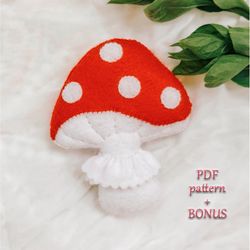 Felt mushroom pattern PDF Felt amanita mushroom ornament sewing pattern