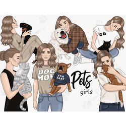 Pets Girls Clipart