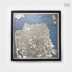 San Francisco Wooden Map - Laser Engraved