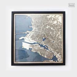 Oakland Wooden Map - Laser Engraved