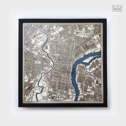 Philadelphia Wooden Map - Laser Engraved