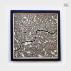 London Wooden Map - Laser Engraved