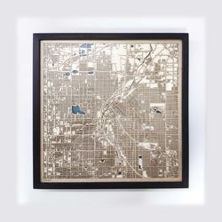 Denver Wooden Map - Laser Engraved