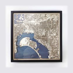 San Diego Wooden Map - Laser Engraved
