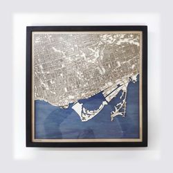 Toronto Wooden Map - Laser Engraved