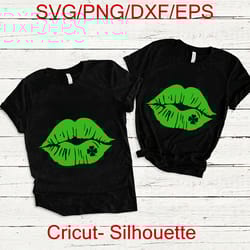 lucky kiss lips svg, st patricks day svg, irish svg, shamrock svg, clover svg, lucky charm svg, cut file, cricut, silhou