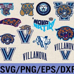 villanova wildcats svg, bundle logo, svg, png, eps, dxf, n-c-aa logo