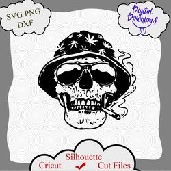 skull smoking joint svg file, smoking joint svg, smoking cannabis svg, marijuana svg, cannabis svg, smoking weed svg