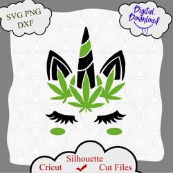 Weed Unicorn Face SVG, 420 Unicorn svg, 420 Weed Marijuana Plant svg, Cannabis Design, Pot Leaf svg, 420 svg, rolling