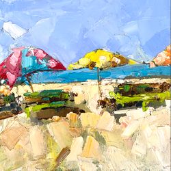 beach painting, unique small painting, original oil painting, ocean painting, beach mural, ocean painting