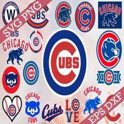 bundle 19 files chicago cubs baseball team svg, chicago cubs svg, mlb team  svg, mlb svg, png, dxf, eps, jpg, instant do