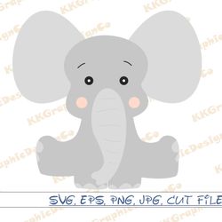 Baby Elephant SVG Cute Elephant cut file Baby Shower Elephant svg Elephant clipart Elephant png Baby elephant png