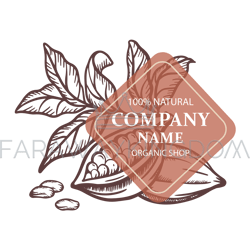 cocoa with leaves design sticker label vector illustration set