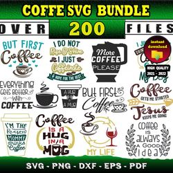 200 COFFE SVG BUNDLE - svg, png, dxf  files for print & cricut