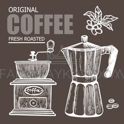 coffee maker sketch mill design label vector illustration set