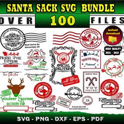 100 SANTA SACK MEGA SVG BUNDLE - svg files for print & cricut