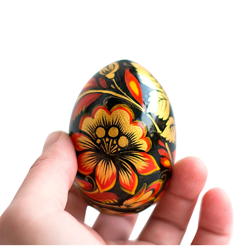 Russian painted egg Flower Khokhloma