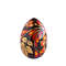 Russian painted egg Khokhloma golden flowers with red leaves on a black background