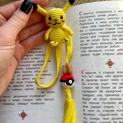 Crochet PATTERN bookmark Pikachu