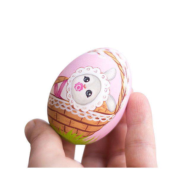 Easter painted egg pink with a baby bunny