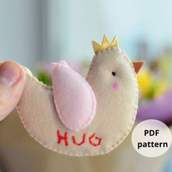 Mini bird PDF sewing pattern ,plush animal pattern,pocket hug , Missing You Gift