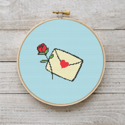 Valentine's Day Love Letter PDF Cross Stitch Pattern for Instant Download