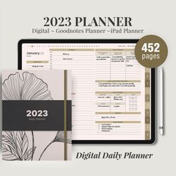 DIGITAL 2023 Daily planner, Goodnotes planner, monthly weekly agenda, Work student teacher hourly schedule, iPad