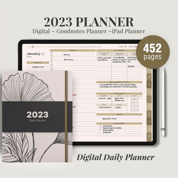 2023 digital planner for Goodnptes, Dated daily weekly monthly planner