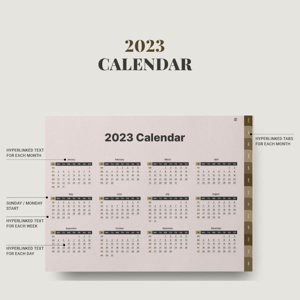 2023 digital planner for Goodnptes, Dated daily weekly monthly planner