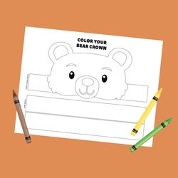 Coloring bear crown - Instant download