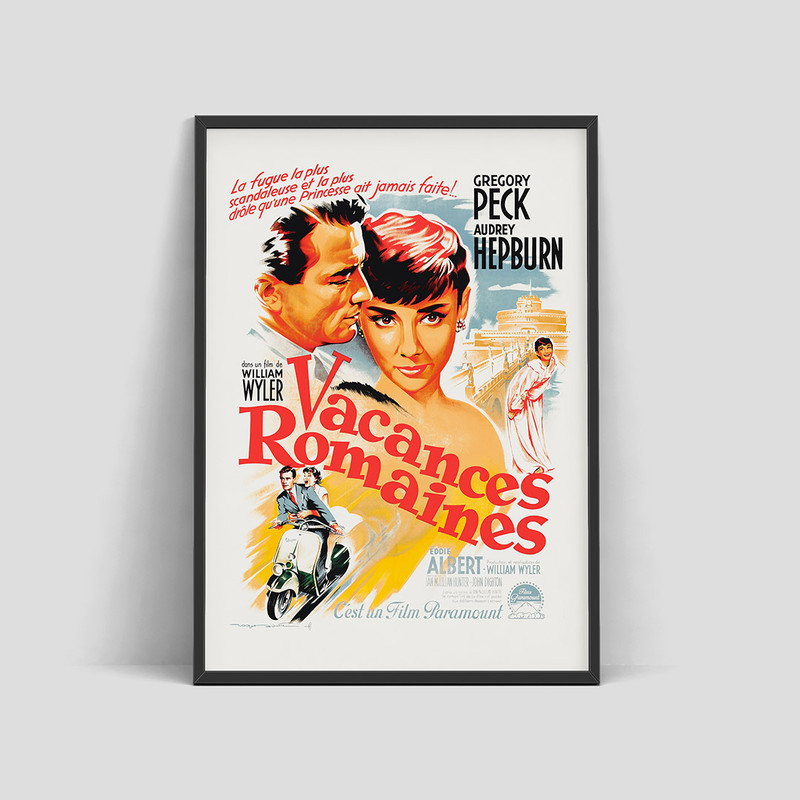 Audrey Hepburn Roman Holiday, french vintage movie poster by Roger Soubie, 1954.jpg