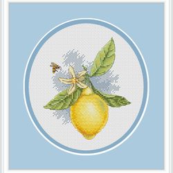 Lemon Cross Stitch Pattern Flower Cross Stitch Pattern Fruit Cross Stitch Pattern Summer Cross Stitch Pattern