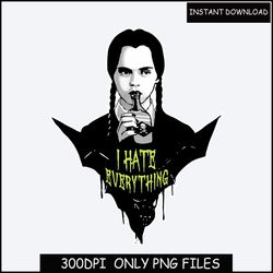i hate everything wednesday addams shirt, wednesday shirt, gothic shirt, gift for her, movie shirt, wednesday