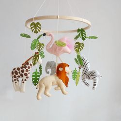 Baby Mobile safari animals ,Crib cot Mobile , New baby gift , Jungle modern Nursery decor