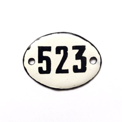Small vintage soviet enamel metal number sign 523
