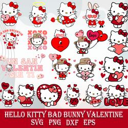 Hello Kitty Bad Bunny Bundle SVG, Kitty Benito Valentine SVG, Cartoon SVG, Valentine Day SVG
