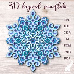 3D layered snowflake SVG cut file, Christmas Cricut project