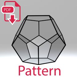 Digital drawing for printing 040. Stained glass terrarium dodecahedron. DIY terrarium. Template PDF
