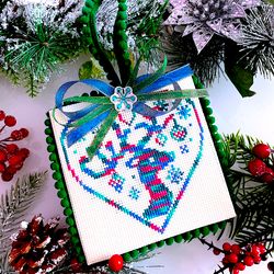 VARIEGATED CHRISTMAS DEER ORNAMENT cross stitch pattern PDF  by CrossStitchingForFun Instant Download