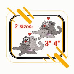 embroidery design of cats in love for two