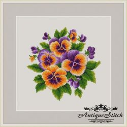 pansy berlin woolwork bouquet 55 vintage cross stitch pattern pdf