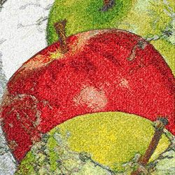 apples, still life, photo embroidery, machine embroidery design, "red, green, yellow apple" painting, design download