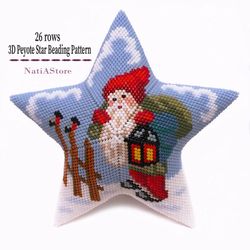 Fairytale Santa - 3D Peyote Star / Beading PDF Pattern / Christmas Ornament / Seed Bead Pattern